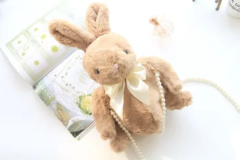2020 nový príchod bábika plyšový zajačik taška lolita pearl reťazca roztomilý messenger taška 40 cm