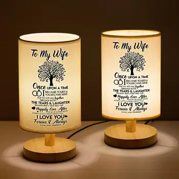 Na Moje WifeWood Stolná Lampa Moderného Obývacej Izby, Spálne, Nočné Lampy, Nočné Svetlo Teplé Biele Darček Drevo Stolná Lampa