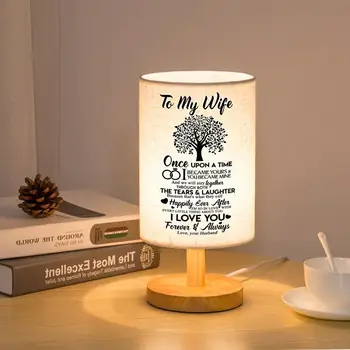 Na Moje WifeWood Stolná Lampa Moderného Obývacej Izby, Spálne, Nočné Lampy, Nočné Svetlo Teplé Biele Darček Drevo Stolná Lampa