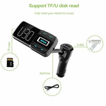 Nový Hands-Free Bluetooth 5.0 Auto FM Dual USB 5V 3.4 Auta, Nabiť Telefón Nabíjať, FM Modulátor MP3 Prehrávač BT77D