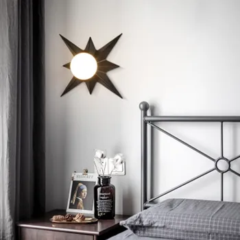 Kreatívny štýl, spálňa posteli obývacia izba kovaného železa dekoratívne nástenné svietidlo uličkou balkón pozadí nástenné dekoratívny nástenné svietidlo
