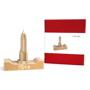 Vysoko Kvalitné 3D Laser Cut Empire State Building Model Papier Značky Memo Pad Poznámka Záložka Papiernictvo Business Tajomný Dar