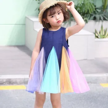 2020 Nová Móda Čipky Dievčatá Letné Šaty Bez Rukávov Šaty Pre Dievčatá Strana Baby Girl Dress Vetement Enfant Fille Deti Oblečenie