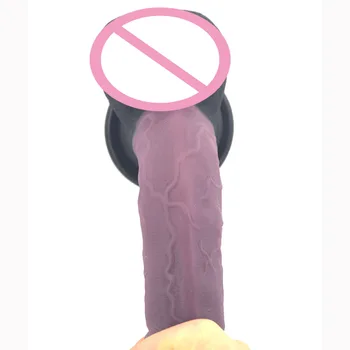 Silikónové Realistické Dildo 2018 Nové Šitie Farba Penis S Prísavkou Čierna Fialová Sexuálne Hračky Pre Ženy Masturbator Sex Shop