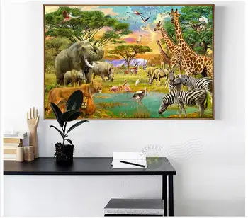 Vlastné 3d fotografie tapety 3d nástenné maľby, tapety Žirafa rhino roztomilý zvierat sveta lev živočíšneho oleja maľovanie steny domova