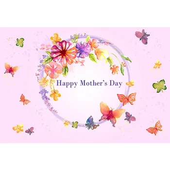 Šťastný Deň Matiek Pozadie Fotografie, Digitálna Tlač Motýle, Kvety Svetlo Ružové Party Tematické Photo Booth Pozadí