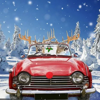 Auto Sobie Parohy & Nos Vianočné Dekorácie Vozidla Kostým, Strešné Okno-Top a Mriežka Rudolf Sobov Jingle Bell Vianoce G
