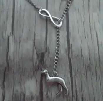 Infinity Tón Roztomilý Greyhound Psa Amulet Náhrdelník 50 cm Módne Sveter Reťazca DIY Pre Ženu Šperky Najlepší Priateľ Dary