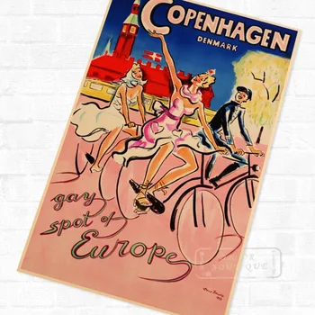 Kodaň: Gay Mieste Európy, Krajiny Cestovanie Plagát Vintage Retro Plátno DIY Samolepky na Stenu Domov Plagáty Umenie Bar Dekor
