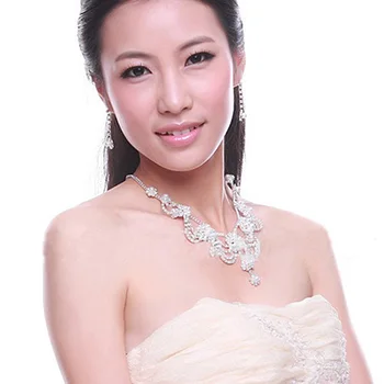 Dámske Luxusné Drahokamu Faux Perlový Náhrdelník Náušnice Svadobné Svadobné Šperky Set luxusné lesklé šperky set ženy, svadobné šperky