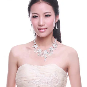 Dámske Luxusné Drahokamu Faux Perlový Náhrdelník Náušnice Svadobné Svadobné Šperky Set luxusné lesklé šperky set ženy, svadobné šperky