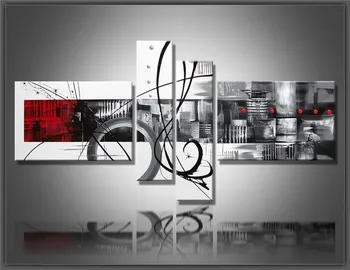 Ručne Maľované Moderných na Plátne Umenie Black line Abstraktnú olejomaľbu na Stenu Domácnosti Obývacia Izba Dekorácie 4 ks/set