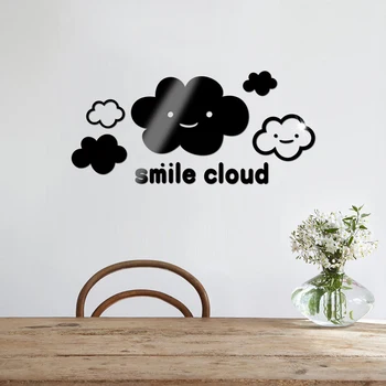 Jedinečný Dizajn S Úsmevom Cloud Roztomilý Kreslený Akryl Kvalitné Zrkadlo Na Stenu-Nálepky Šatník Študovňa Domáce Dekorácie Na Stenu