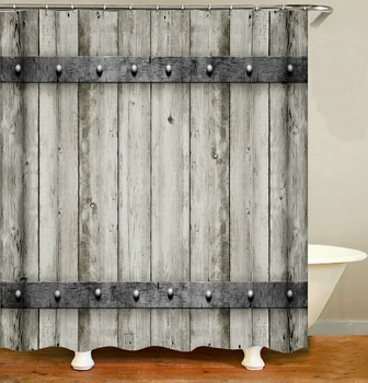 Sivá Vintage Dosky Vzor Sprchový Záves Módne Vaňa Príslušenstvo s 12 Háčiky Nepremokavé Polyesterové Tkaniny Kúpeľňa Decor