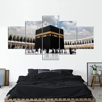 5 Kus Islamskej Veľkej Mešity z Mekky Wall Art Plátno Plagáty a Vytlačí Plátno, Maľovanie obrazov na Stenu Plátno Umenie Domova