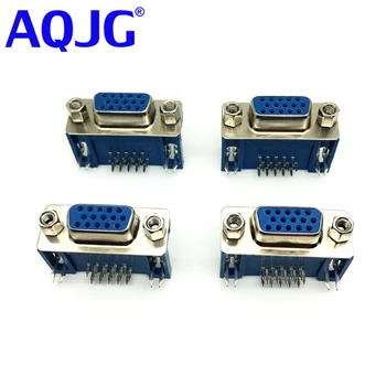 (10pcs/lot) DB15 DR15 3Rows Modrá Paralelný Port 15 Pin D Sub Female 15 Spôsobom PCB 90 Stupňov Konektor DB15 Zástrčky Adaptéra VGA