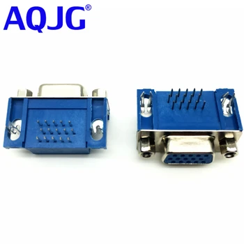 (10pcs/lot) DB15 DR15 3Rows Modrá Paralelný Port 15 Pin D Sub Female 15 Spôsobom PCB 90 Stupňov Konektor DB15 Zástrčky Adaptéra VGA