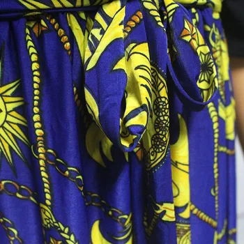 Elegantný Retro Tlač Party Šaty Žien Jar Jeseň Fashion Tvaru Polovičný Rukáv A-Line Maxi Šaty Lady Bežné Afriky Veatidos