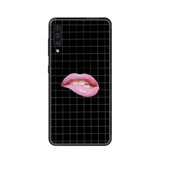 Čierna biela kockovaná prúžok Telefón puzdro Pre Samsung Galaxy 3 5 6 7 8 20 40 50 70 71 E S Plus 2016 2017 2018 black soft funda
