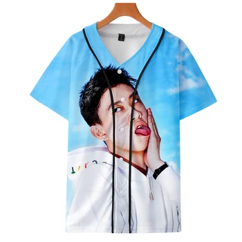 Pop Ázijské Rapper Bohaté Brian Tričko V-Neck Tepláková súprava Baseball Krátky Rukáv pánske T-shirt+Šortky Ženy Lete Streetwear Oblečenie