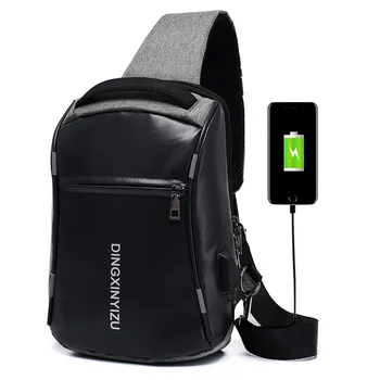 Nové pánske Hrudníka Taška na Bežné USB Taška cez Rameno Business Backbag človeka Crossbody Messenger Taška Hrudníka Pack Muž Cestovné Kabelka