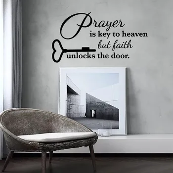 Umenie Abecedy Samolepky na Stenu DIY Art Nástenné Modlitba je Kľúč do Neba Spálňa Samolepky na Stenu Domova PVC
