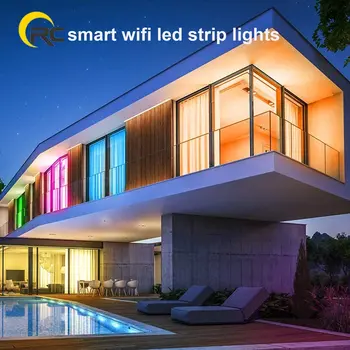 LED Pás Svetla WiFi WirelessRGB Chytrý Telefón Kontrolované 32.8 ft Pásy Svetla Kit 5050 RGB Osvetlenie s Magic Domov Pro APP
