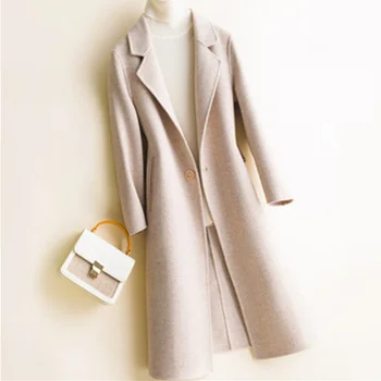 2020 Nový Jesenný, Zimný Kabát Dlhé Vlny Bunda Ženy Bežné Kabát Streetwear Farbou Outwear Žena Casaco Feminino