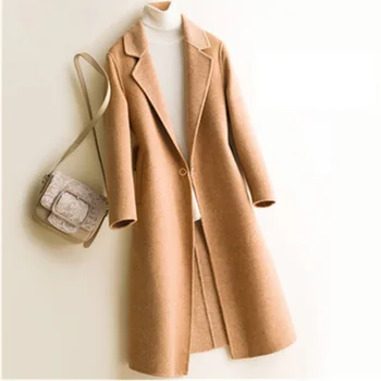 2020 Nový Jesenný, Zimný Kabát Dlhé Vlny Bunda Ženy Bežné Kabát Streetwear Farbou Outwear Žena Casaco Feminino