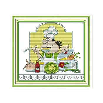 Malé Cross Stitch Auta Karikatúra Komiks, Vtipný Variť Chutné Jedlo, Ručne Tkaná Bavlna, Vyšívané Handričkou Kríž Šitie, Vyšívanie