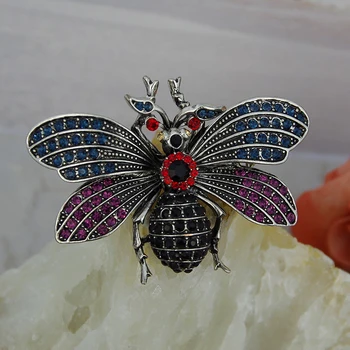 Vintage hmyzu brošňa Micro-crystal luxusné klopě pin broches de kamienkami luxo trinket bižutériou B5670