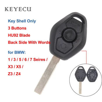 Keyecu Náhradné Diaľkové Tlačidlo púzdro pre BMW Z3 Z4 X3 X5 E36 325i 3 5 7 525i 330i HU92 (Zadnej Strane so Slovami 315/433mhz)