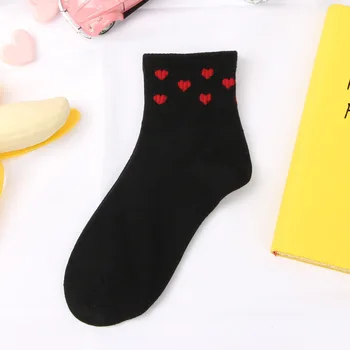 Dámske Ponožky Farbou Bežné Prekladané Vyšívané Láska V Trubice Ponožky Bavlna Pevné Harajuku Roztomilé Lady Meias Hot štýl