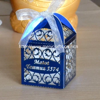 Kráľovská modrá metalíza svadobné koláčiky box,svadobný hosť láskavosti,svadobný hosť láskavosti candy poľa z Mery