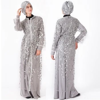 Oka Sequin Kaftan Abaya Turecko, Dubaj Cardigan Hidžáb Moslimské Oblečenie Ramadánu Abayas Pre Ženy Kaftane Marocain Islamské Oblečenie