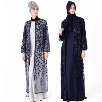 Oka Sequin Kaftan Abaya Turecko, Dubaj Cardigan Hidžáb Moslimské Oblečenie Ramadánu Abayas Pre Ženy Kaftane Marocain Islamské Oblečenie