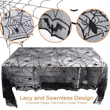 HobbyLane Čipky Bat pavučina Tablecover pre Halloween Obrus Stola Dekor Halloween Dekorácie, Party Rekvizity 122x244cm