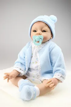Nové 22 inch 55 cm silikónový reborn bábiky baby realisticky novorodenca skutočný živý modré oblečenie mohair boneca znovuzrodené deti darček