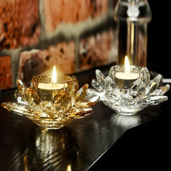 Crystal Lotus svietniky Feng Shui Misy Svietnik Na candelabra centerpieces Svadobné Domov Bar Party Dekorácie