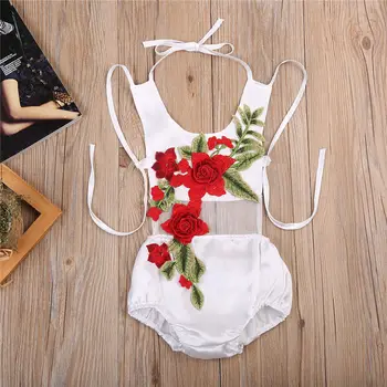 Novonarodené Dievčatká 3D Kvet Backless Kombinézu Jumpsuit Sunsuit Oblečenie