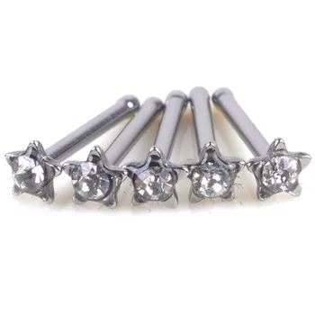 60 Ks Veľkoobchod Strieborná Farba Star Tvarované Crystal Nos Prstene Pre Ženy Piercing Body Šperky Darček Hot Predaj