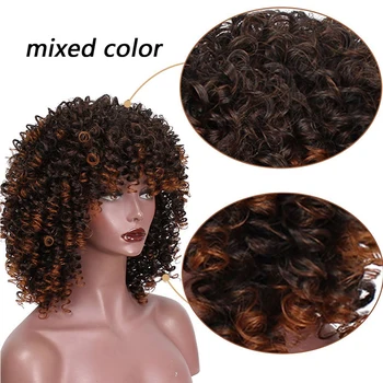 Opečiatkované Slávnej Kinky Afro Krátke Kučeravé Vlasy Parochňa Farba Hnedá Parochňa Prírodné Čierne Vlasy pre Ženy žiaruvzdorné Vlasoch