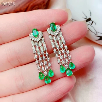 KJJEAXCMY jemné Šperky 925 Sterling Silver Prírodné emerald Dievča, nové krásne náušnice eardrop Podporu Test Čínsky štýl