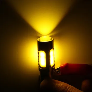 2 ks COB LED Žiarovky Zase Signál Zálohy Svetlo Lampy Žltá Žltá 1156PY BAU15S PY21W 7.5 W Osvetlenie Bilbs Drop Shipping