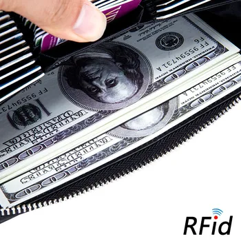 Nové Originálne Kožené RFID Blokovanie Kreditnej Karty Držiteľ Anti Theft Cestovný Pas 36 Kariet Dlho Peňaženky Ženy Móda Cowhide Kabelku