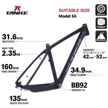 TANKE2021new karbónový mtb rám 27.5 er carbonal bike rám uhlíka mountain bike rám 142*12 alebo 135*9mm15 17 19inchesbicycle rám
