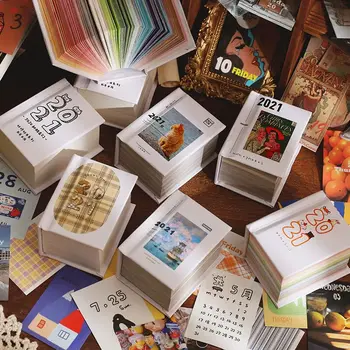 377 Ks/Set Vintage Kalendár Knihy DIY Scrapbooking Nálepky, Štítok Prenosné Poznámka 2021 Kalendáre Mini Kawaii kancelárske potreby