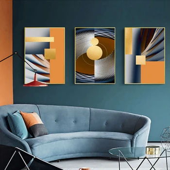 Abstrakt Gold Luxusné Plagáty Nordic Plátno Umenie Maľba Domova Wall Art Retro Tlač Obývacia Izba Moderný Minimalistický Obrázok