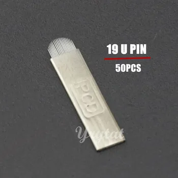 50PCS 19 pin PCD U tvarované trvalý make-up, manuálna obočie výšivky tetovanie ihly čepeľ výšivky microblading tatto nástroj pen (pero)