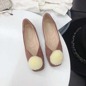 2020 nové Klasické Ploché ženské Topánky, elegantné kariéru minimalistický Kožušiny loptu dekorácie Módne Pure color denne topánky žien U19-57